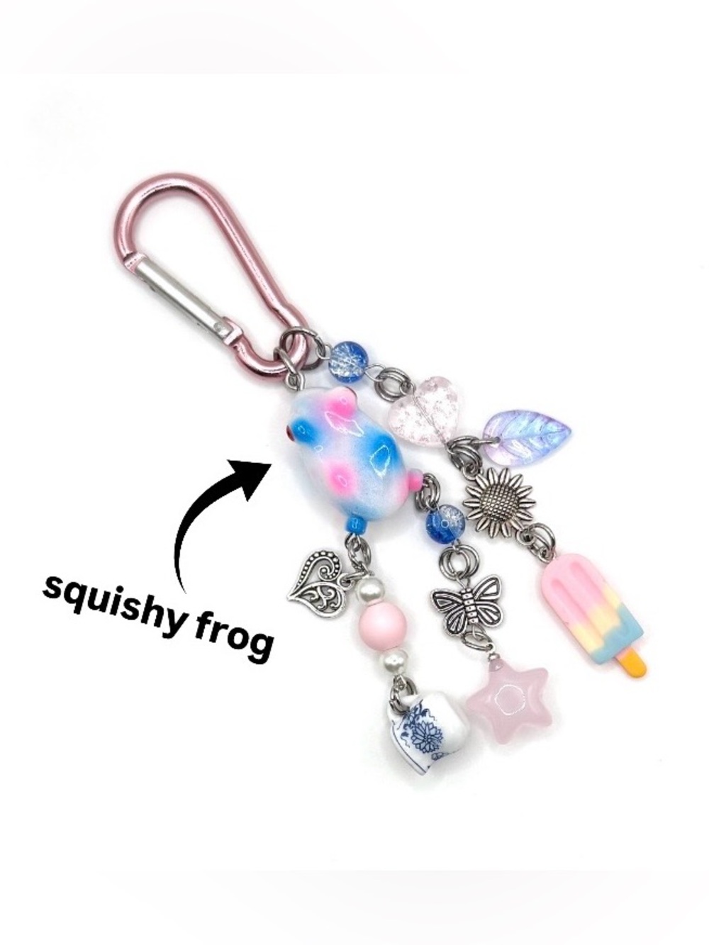Squishy Frog Carabiner Keychain | Purse Charm | Bag Accessories